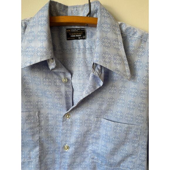 Blue Geometric Patterned Polyester Disco Shirt - Picture 2 of 7